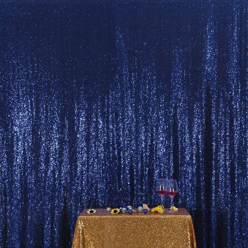 SquarePie Sequin Backdrop 8FT x 8FT Navy Blue Curtain Background Wedding Party Decoration - Image 4